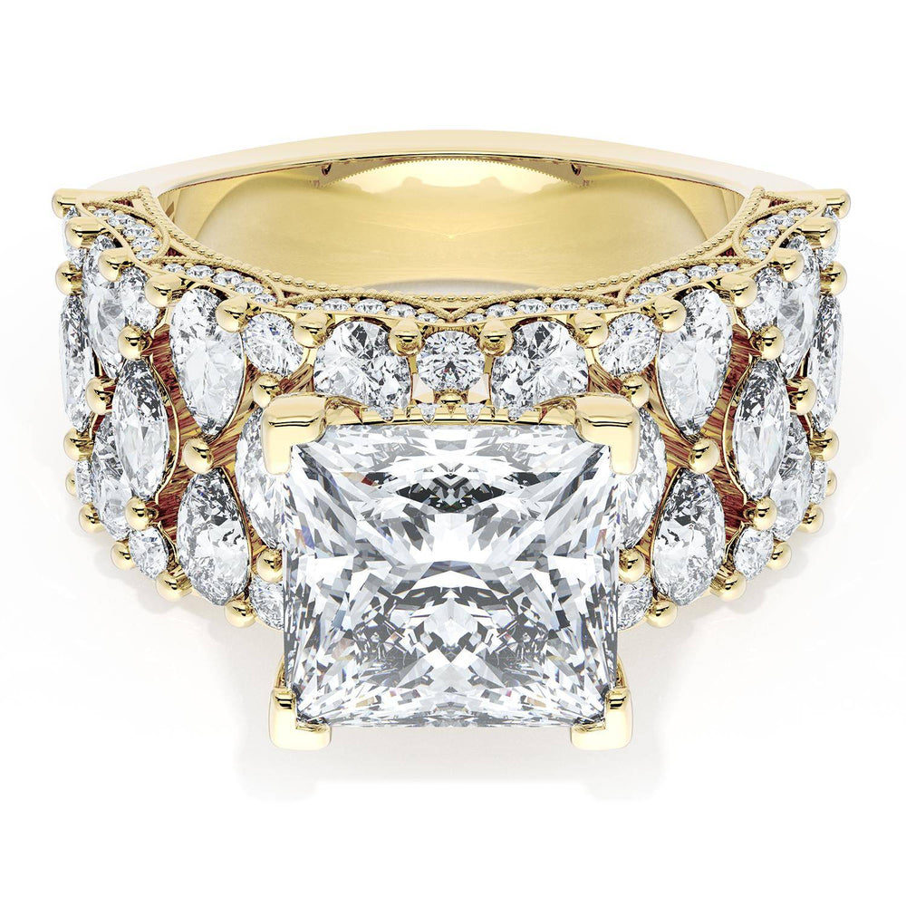 Princess Solitaire Engagement Ring w/ North South Marquise & Pear Band