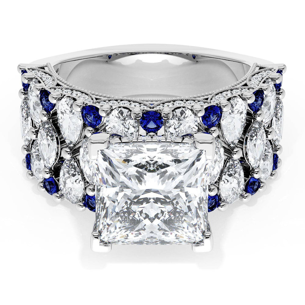 Princess Solitaire Engagement Ring w/ North South Marquise & Pear Band