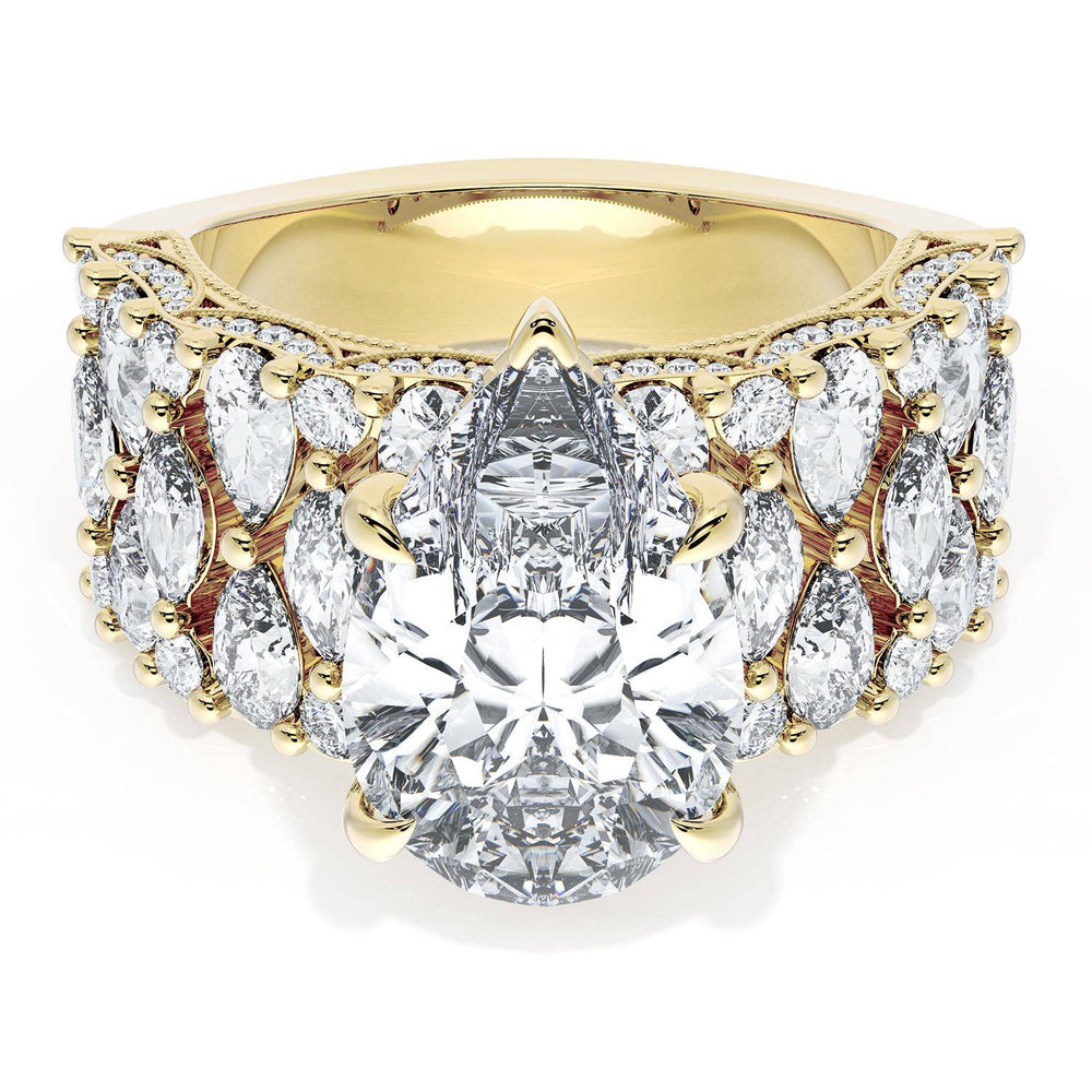 Pear Solitaire Engagement Ring w/ North South Marquise & Pear Band