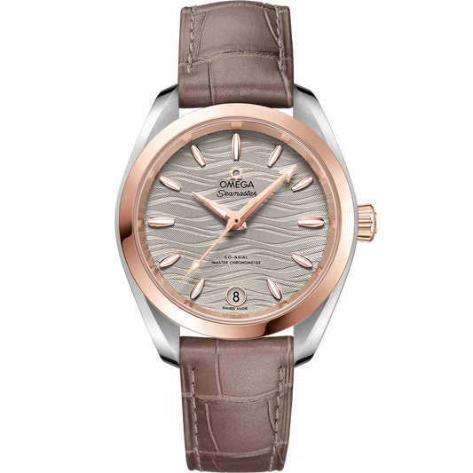 SEAMASTER AQUA TERRA 150M 34 MM, STEEL - SEDNA™ GOLD ON LEATHER STRAP