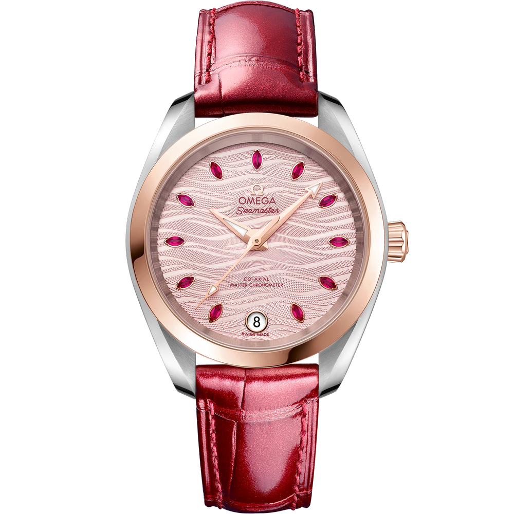 SEAMASTER AQUA TERRA 150M 34 MM, STEEL - SEDNA™ GOLD ON LEATHER STRAP