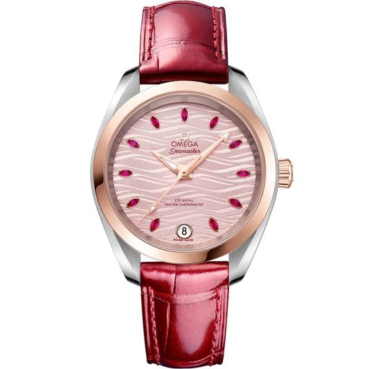 SEAMASTER AQUA TERRA 150M 34 MM, STEEL - SEDNA™ GOLD ON LEATHER STRAP