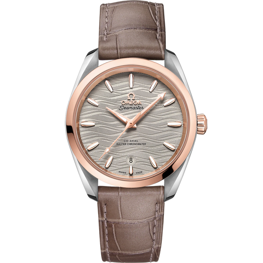 SEAMASTER AQUA TERRA 150M 38 MM, STEEL - SEDNA™ GOLD ON LEATHER STRAP
