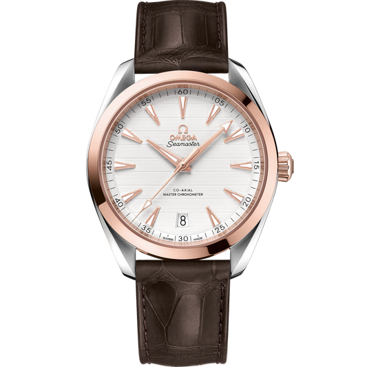 SEAMASTER AQUA TERRA 150M 41 MM, SEDNA™ GOLD ON LEATHER STRAP