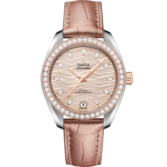 SEAMASTER AQUA TERRA 150M 34 MM, STEEL - SEDNA™ GOLD ON LEATHER STRAP