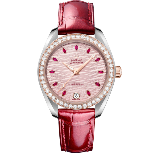 SEAMASTER AQUA TERRA 150M 34 MM, STEEL - SEDNA™ GOLD ON LEATHER STRAP