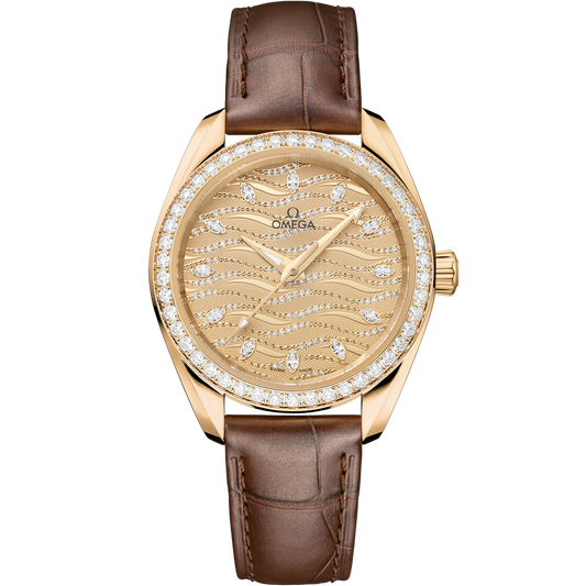 SEAMASTER AQUA TERRA 150M 34 MM, MOONSHINE™ GOLD ON ALLIGATOR