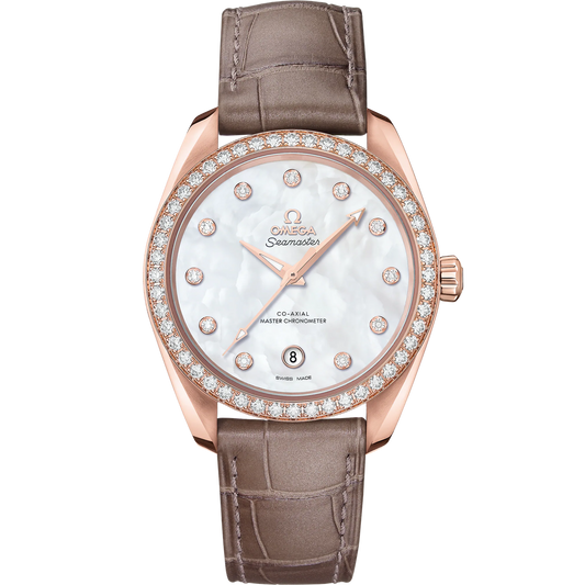 SEAMASTER AQUA TERRA 150M 38 MM, SEDNA™ GOLD ON LEATHER STRAP
