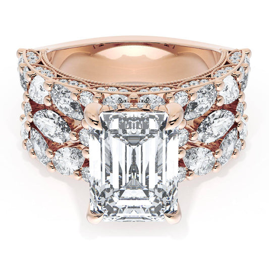 Emerald Solitaire Engagement Ring w/ Marquise & Pear Band