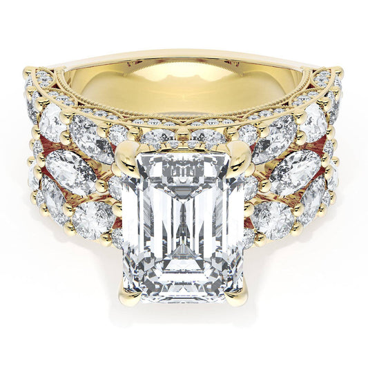 Emerald Solitaire Engagement Ring w/ Marquise & Pear Band