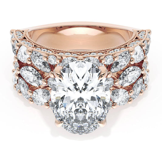 Oval Solitaire Engagement Ring w/ Marquise & Pear Band