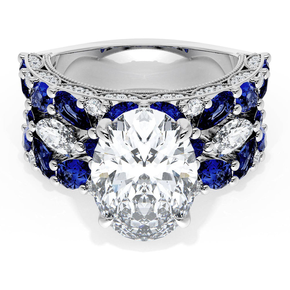 Oval Solitaire Engagement Ring w/ Marquise & Pear Band