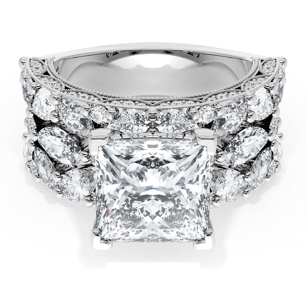 Princess Solitaire Engagement Ring w/ Marquise & Pear Band