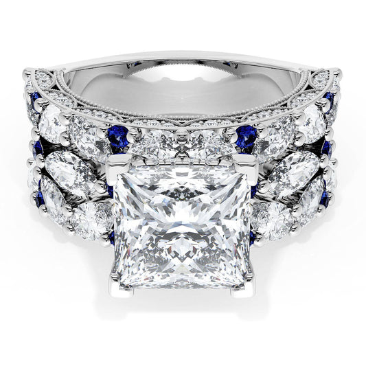 Princess Solitaire Engagement Ring w/ Marquise & Pear Band