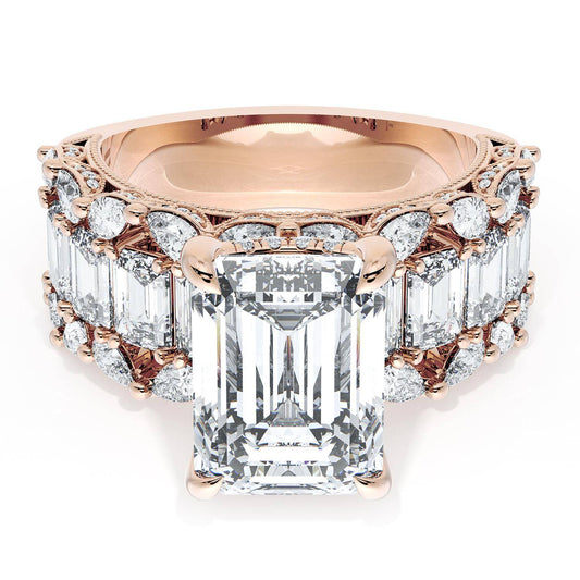 Emerald Solitaire Engagement Ring w/ Emerald & Pear Band