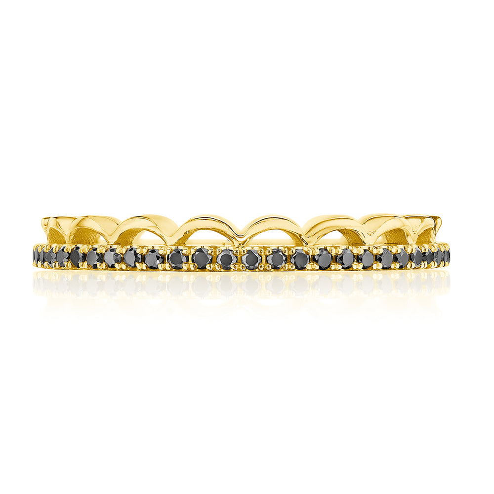 Crescent Crown Ring with Black Diamond