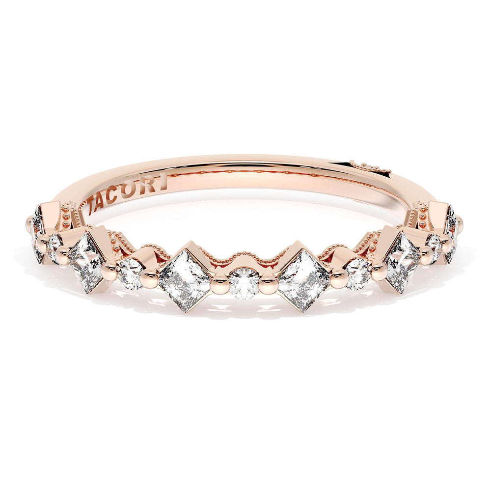 Carré and Round Diamond Wedding Band, 3.70mm