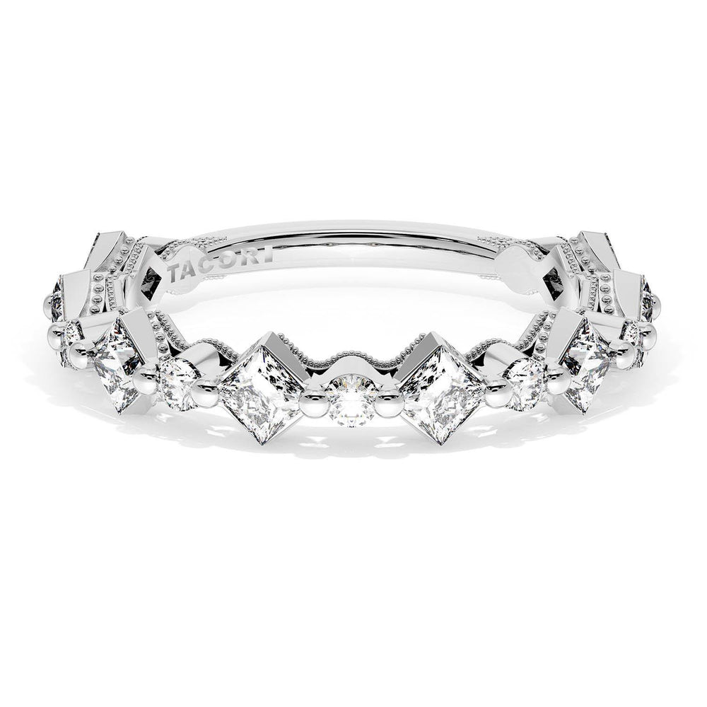 Carré and Round Diamond Wedding Band, 4.00mm