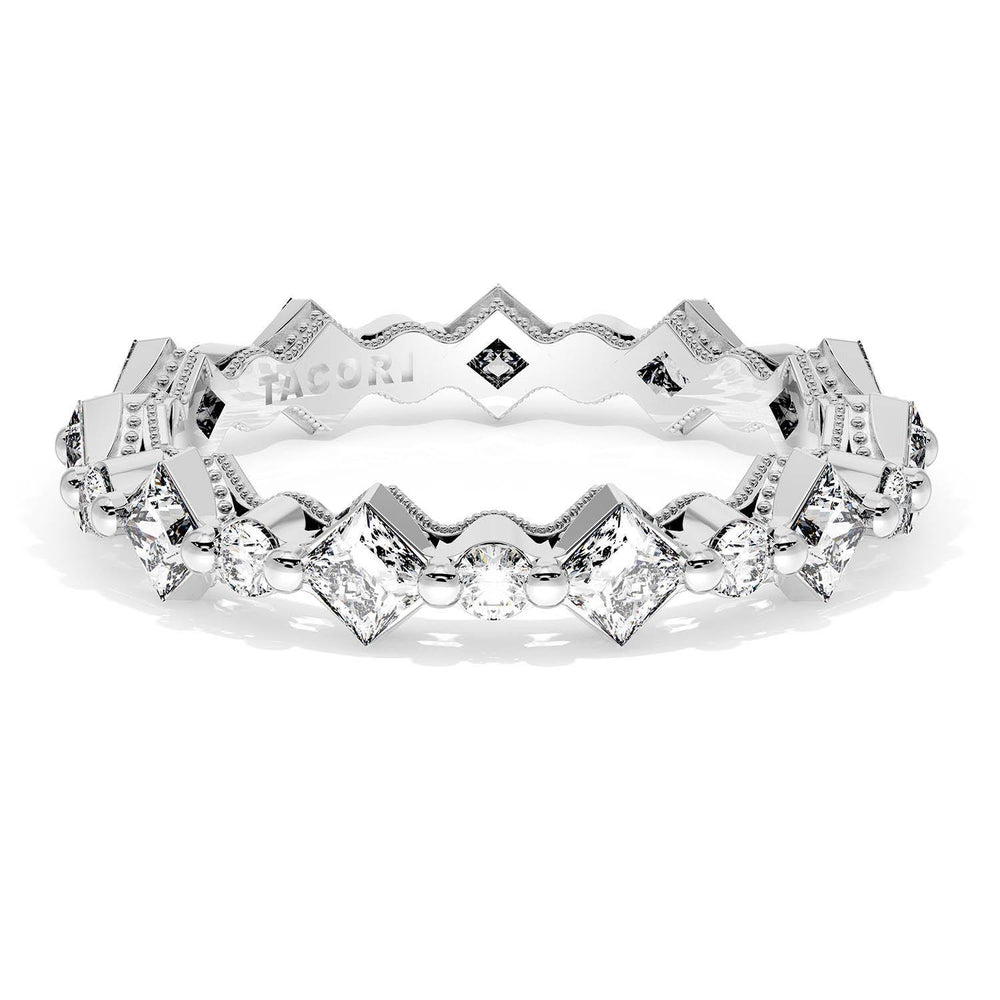 Carré and Round Diamond Wedding Band, 4.00mm