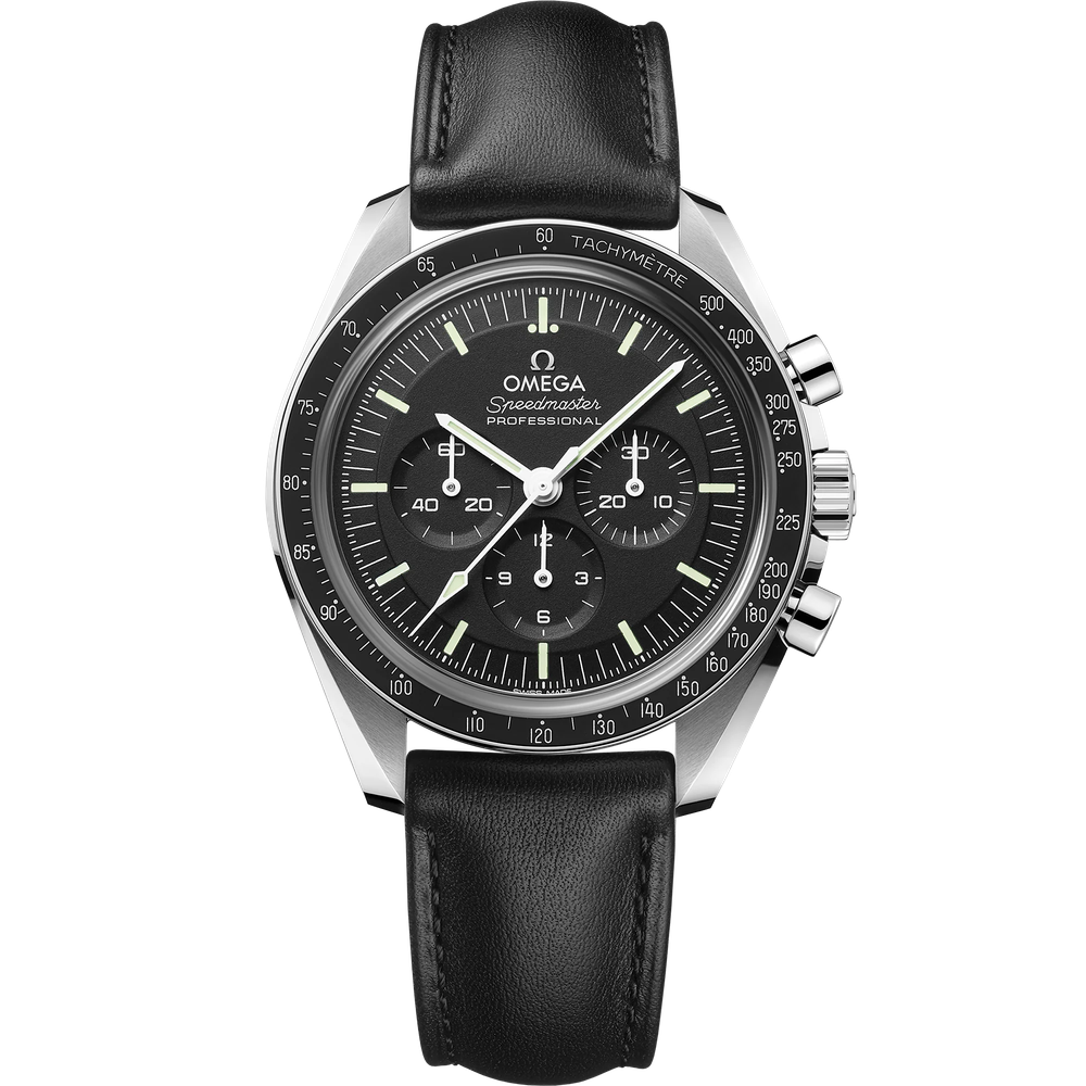 SPEEDMASTER MOONWATCH PROFESSIONAL 42 MM, STEEL ON LEATHER STRAP