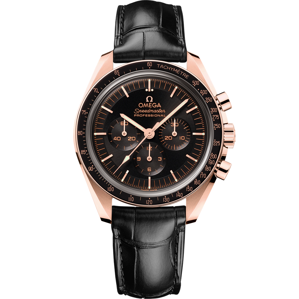 SPEEDMASTER MOONWATCH PROFESSIONAL 42 MM, SEDNA™ GOLD ON LEATHER STRAP