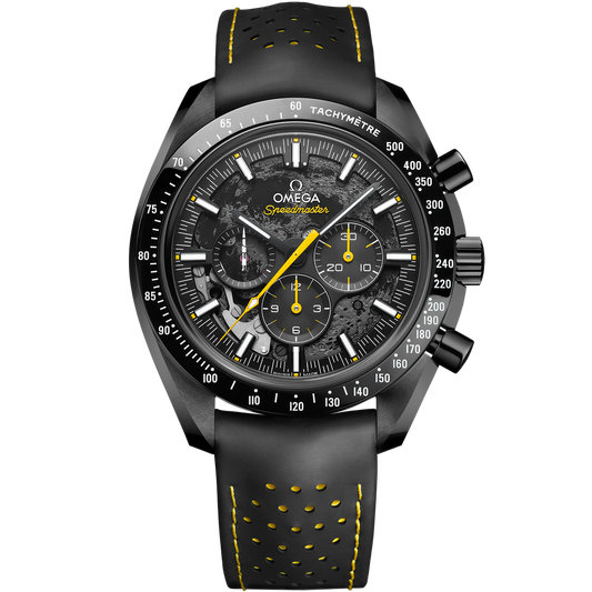 SPEEDMASTER DARK SIDE OF THE MOON 44.25 MM, BLACK CERAMIC ON RUBBER STRAP