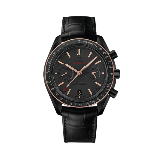SPEEDMASTER DARK SIDE OF THE MOON 44.25 MM, BLACK CERAMIC ON LEATHER STRAP