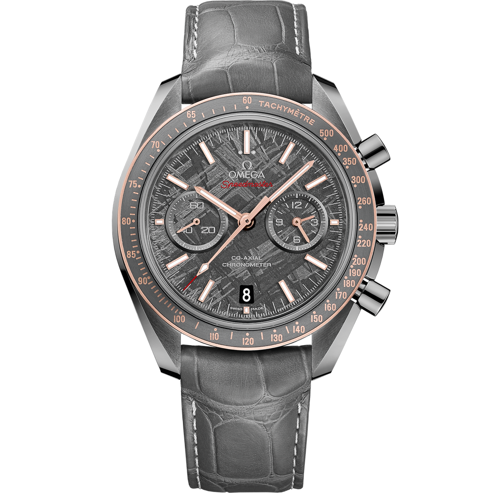 SPEEDMASTER DARK SIDE OF THE MOON 44.25 MM, GREY CERAMIC ON LEATHER STRAP WITH FOLDOVER CLASP
