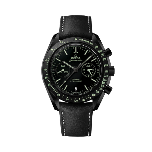 SPEEDMASTER DARK SIDE OF THE MOON 44.25 MM, BLACK CERAMIC ON LEATHER STRAP