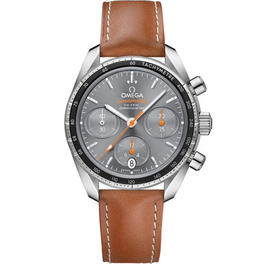 SPEEDMASTER 38 MM, STEEL ON LEATHER STRAP