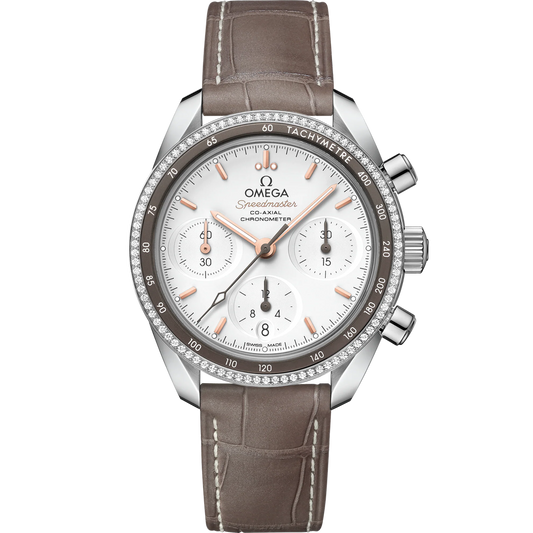 SPEEDMASTER 38 MM, STEEL ON LEATHER STRAP
