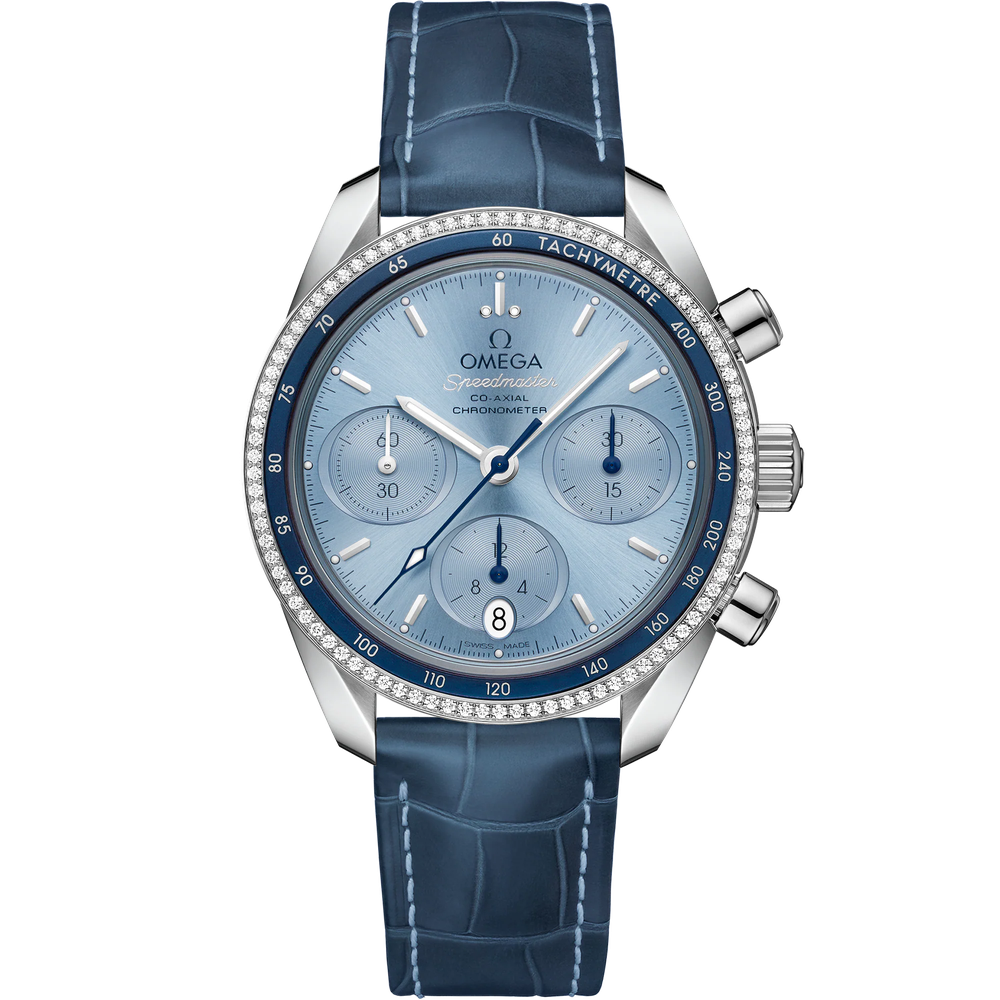 SPEEDMASTER 38 MM, STEEL ON LEATHER STRAP