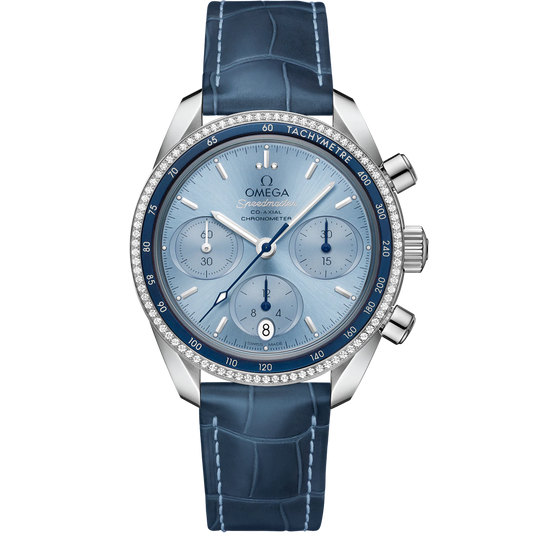 SPEEDMASTER 38 MM, STEEL ON LEATHER STRAP