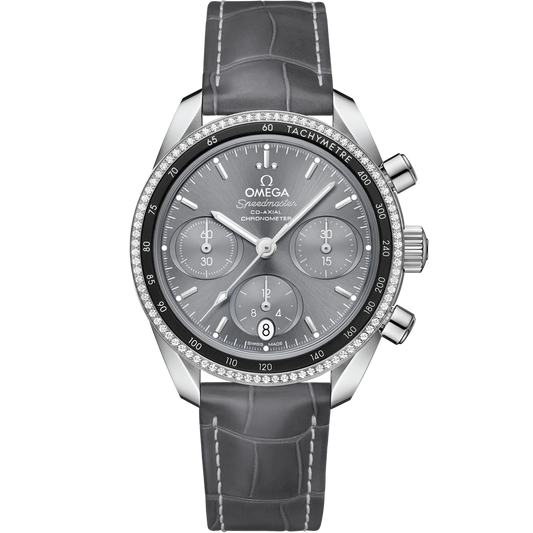 SPEEDMASTER 38 MM, STEEL ON LEATHER STRAP
