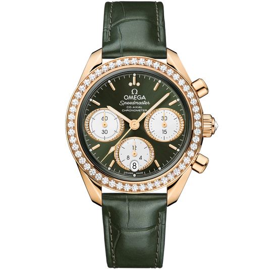 SPEEDMASTER 38 MM, MOONSHINE™ GOLD ON ALLIGATOR