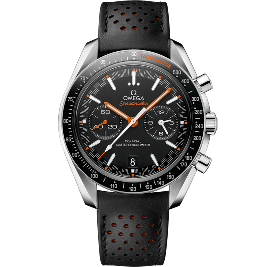 SPEEDMASTER RACING 44.25 MM, STEEL ON LEATHER STRAP