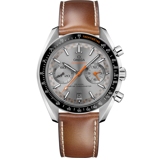 SPEEDMASTER RACING 44.25 MM, STEEL ON LEATHER STRAP