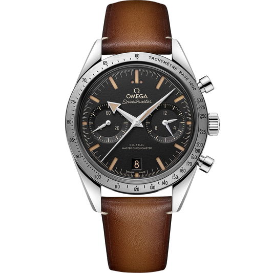 SPEEDMASTER '57 40.5 MM, STEEL ON LEATHER STRAP