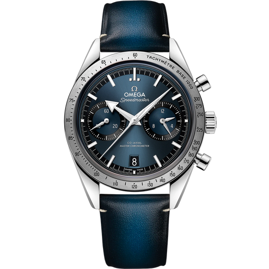 SPEEDMASTER '57 40.5 MM, STEEL ON LEATHER STRAP