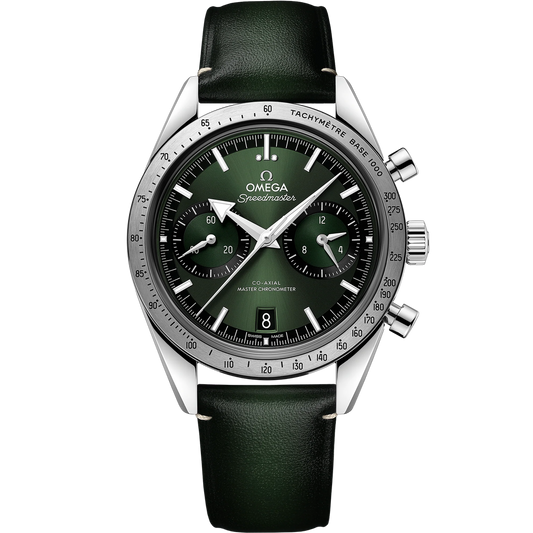 SPEEDMASTER '57 40.5 MM, STEEL ON LEATHER STRAP