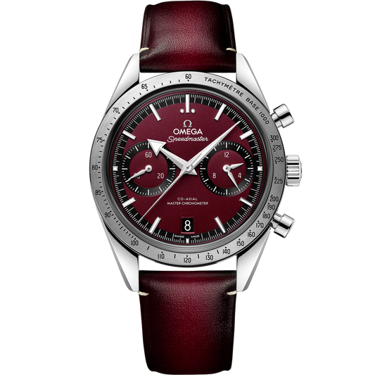 SPEEDMASTER '57 40.5 MM, STEEL ON LEATHER STRAP