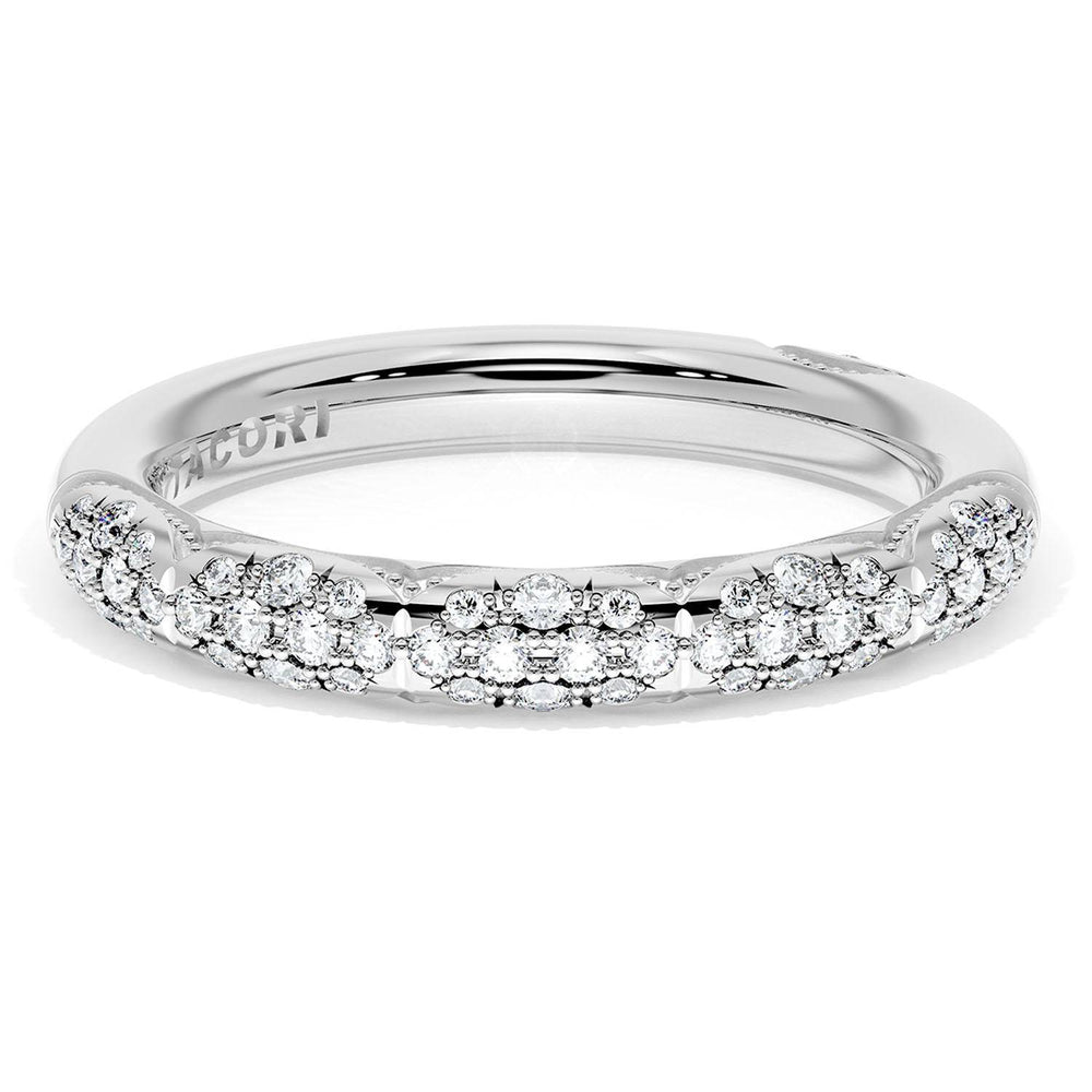 French Pavé Diamond Wedding Band, 3mm