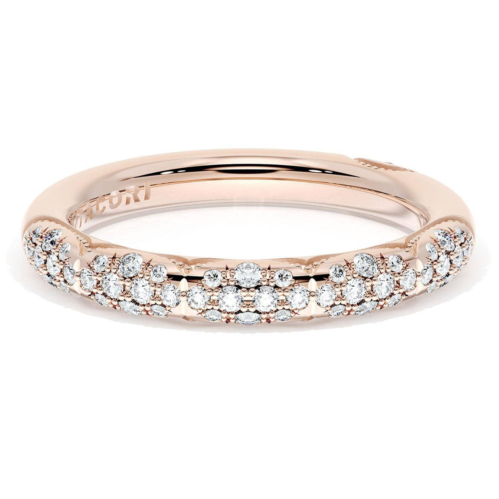 French Pavé Diamond Wedding Band, 3mm