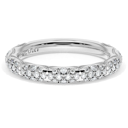 French Pavé Diamond Wedding Band, 3mm