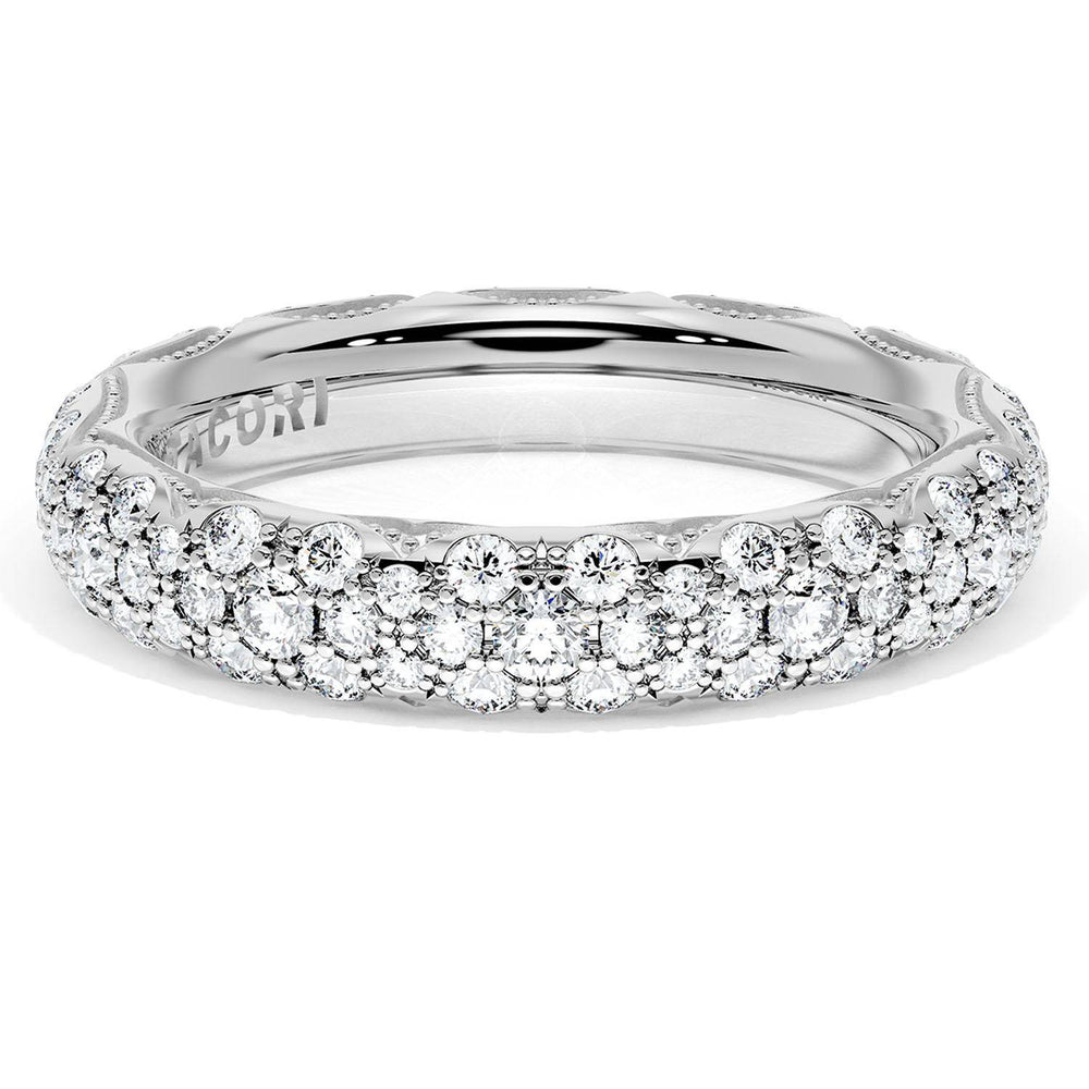 French Pavé Diamond Wedding Band, 4mm