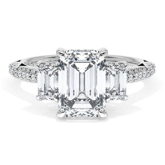 Emerald 3-Stone Engagement Ring