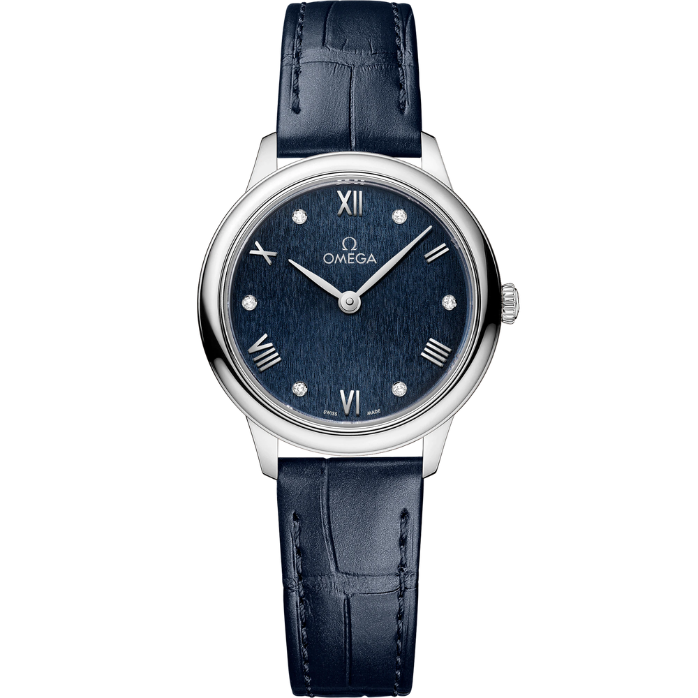 DE VILLE PRESTIGE 27.5 MM, STEEL ON LEATHER STRAP