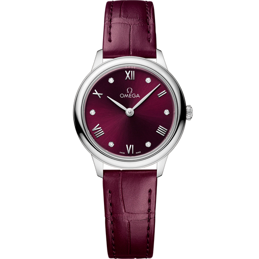 DE VILLE PRESTIGE 27.5 MM, STEEL ON LEATHER STRAP