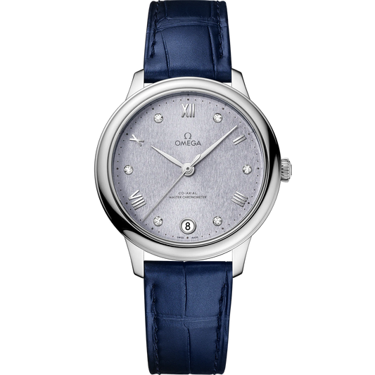 DE VILLE PRESTIGE 34 MM, STEEL ON LEATHER STRAP