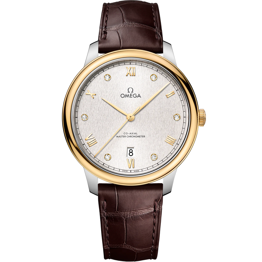 DE VILLE PRESTIGE 40 MM, STEEL - YELLOW GOLD ON LEATHER STRAP